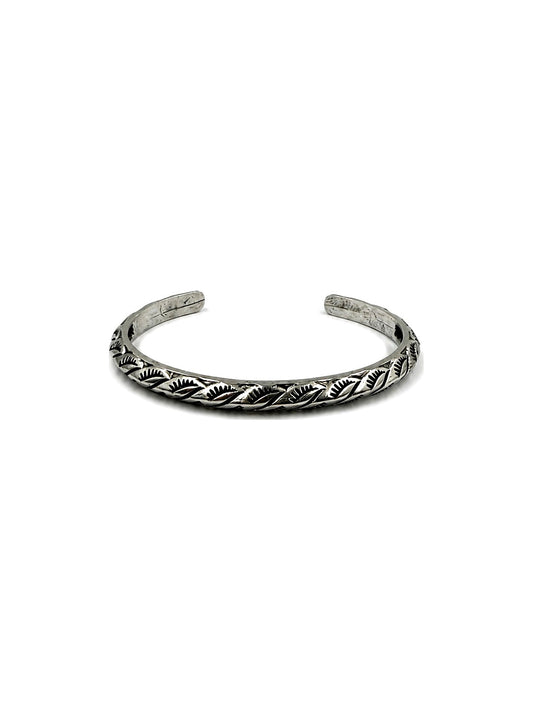 Western Stamped Feather Cuff Bracelet