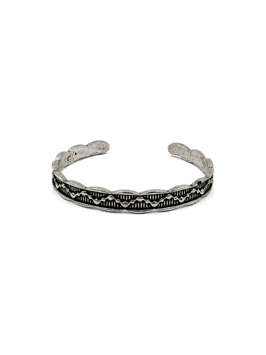 Western Stamped Wave Cuff Bracelet