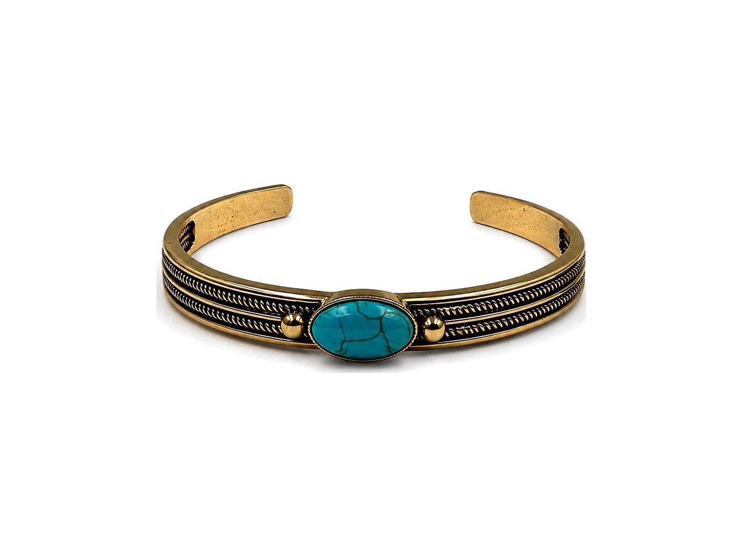 Western Single Turquoise Stone Cuff Bracelet