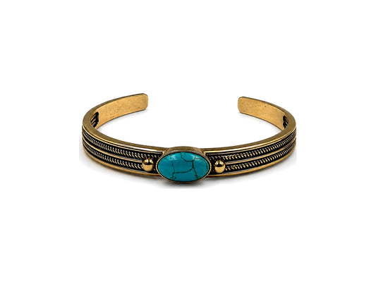 Western Single Turquoise Stone Cuff Bracelet
