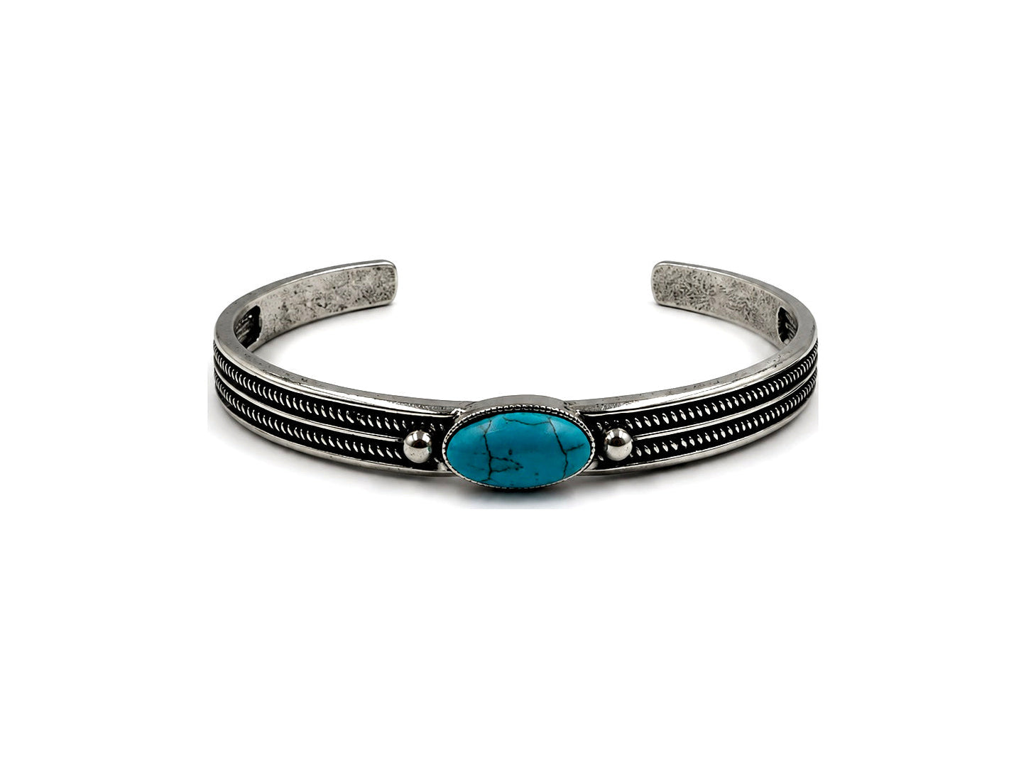 Western Single Turquoise Stone Cuff Bracelet