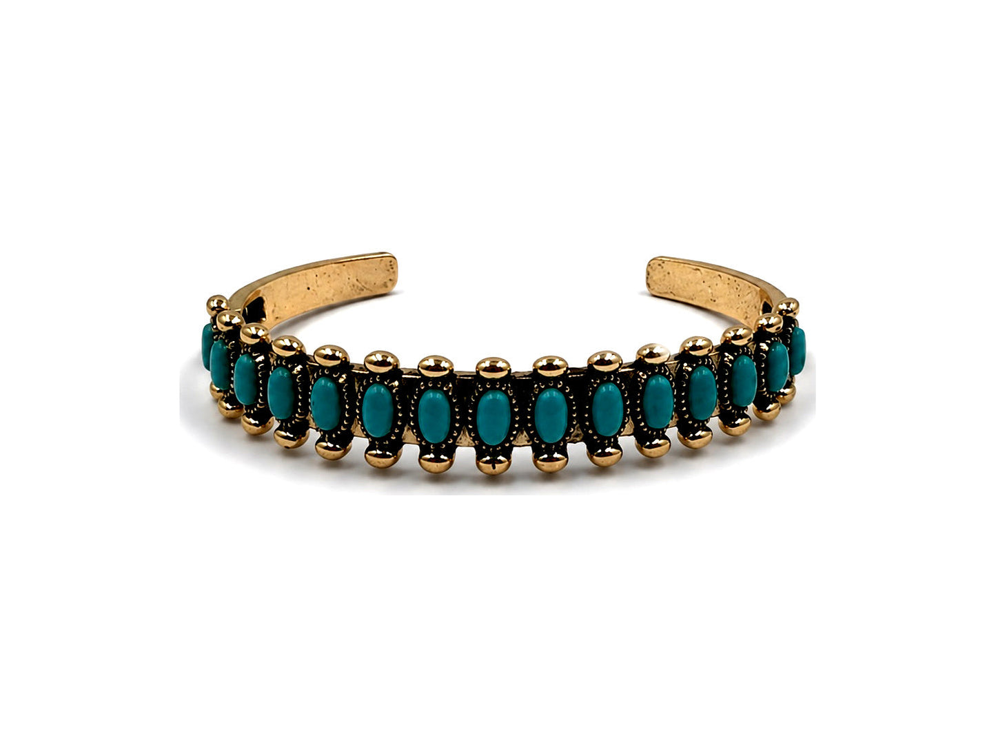 Western Turquoise Row Cuff Bracelet