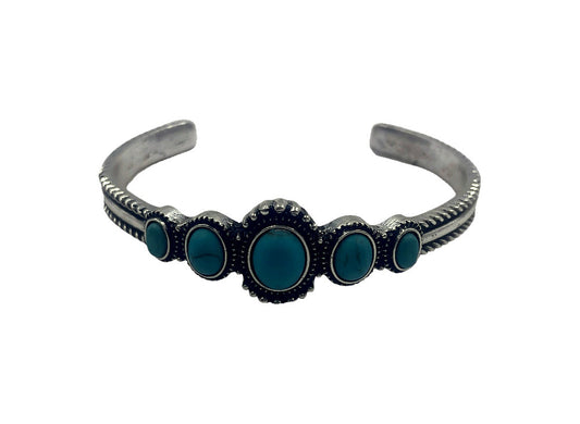 Western Five Stone Turquoise Cuff Bracelet