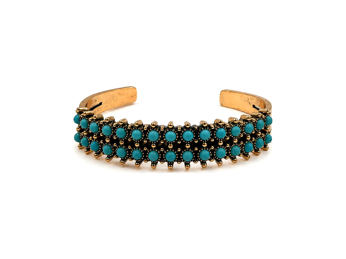 Western Double Row Turquoise Cuff Bracelet