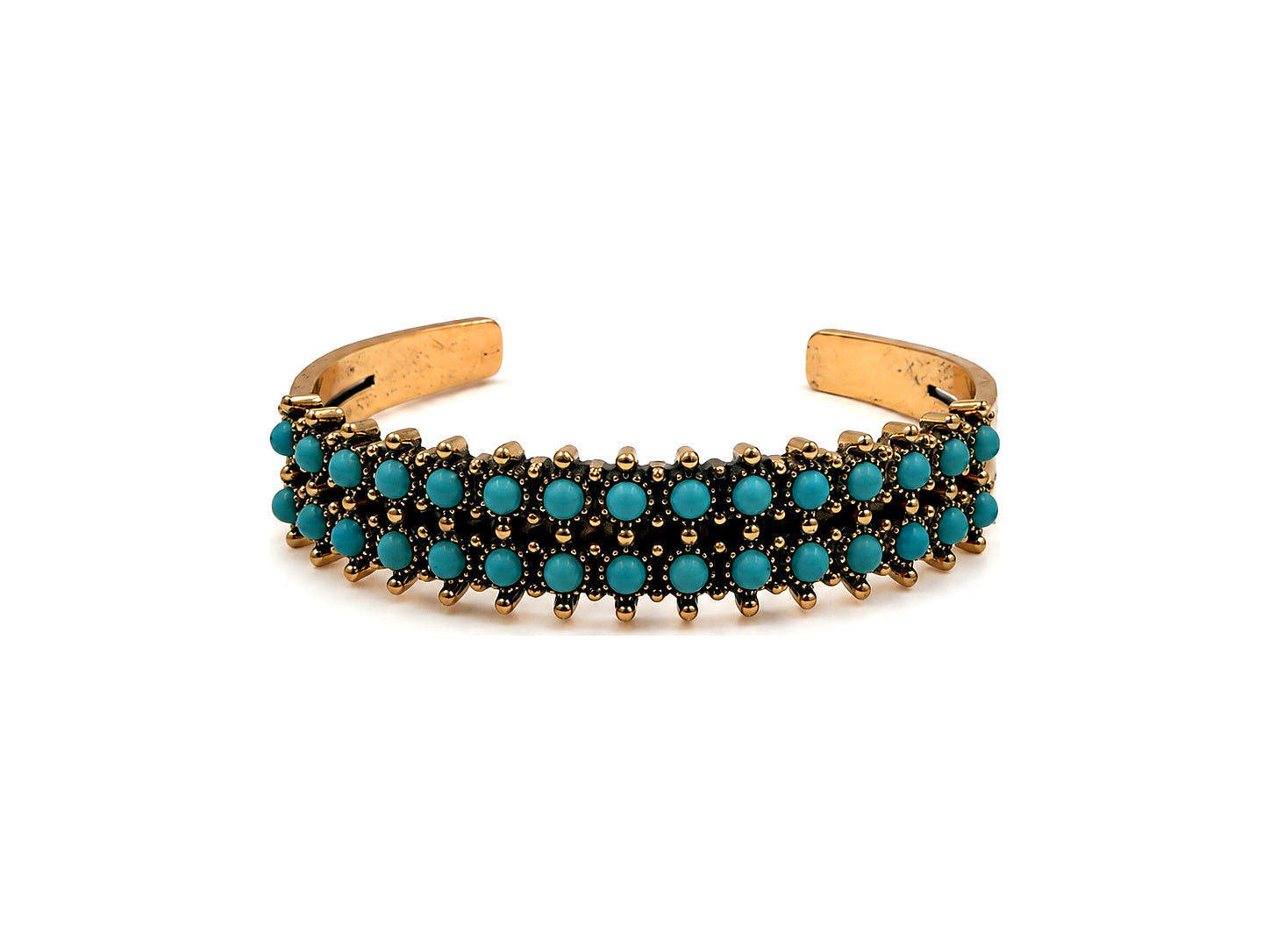 Western Double Row Turquoise Cuff Bracelet