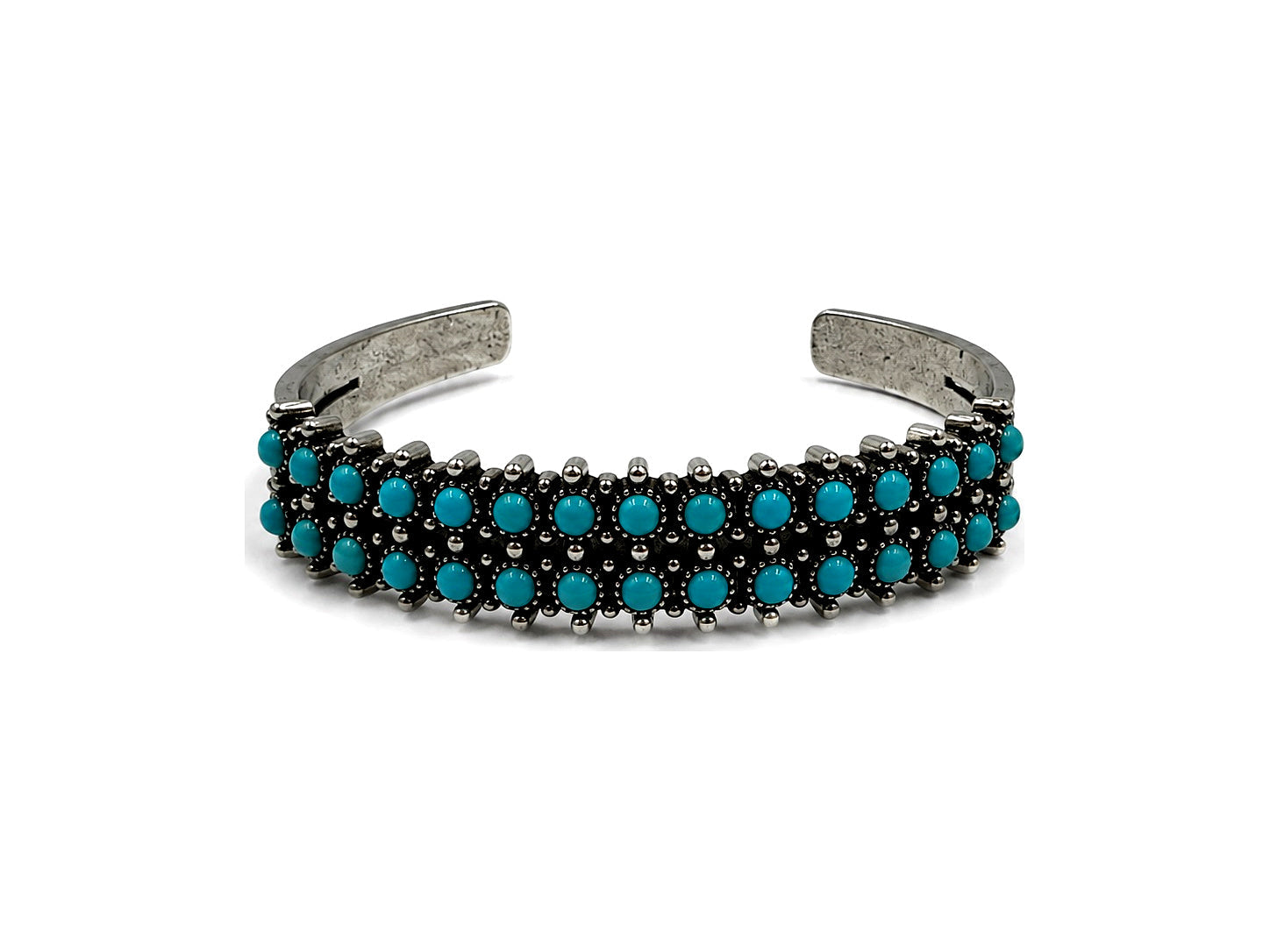 Western Double Row Turquoise Cuff Bracelet