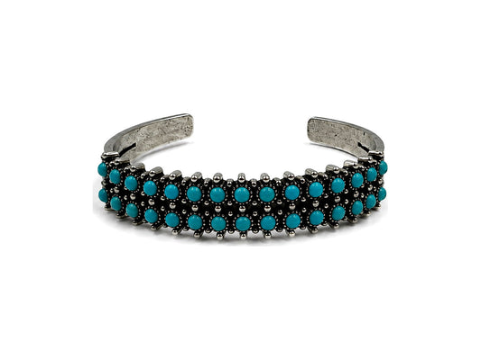 Western Double Row Turquoise Cuff Bracelet