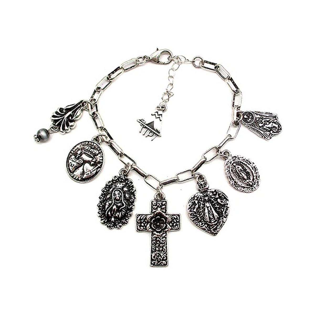 Western Flower Cross Charm Chain Bracelet
