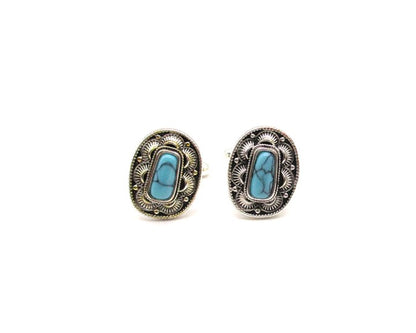 Western Oval Turquoise Stone Shirts Cufflinks