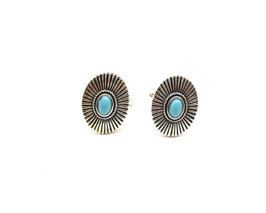 Western Oval Turquoise Stone Cufflinks