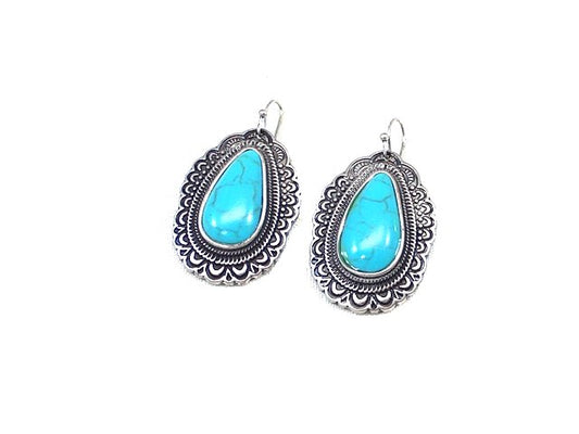Western Western Turquoise Teardrop Dangle Earring
