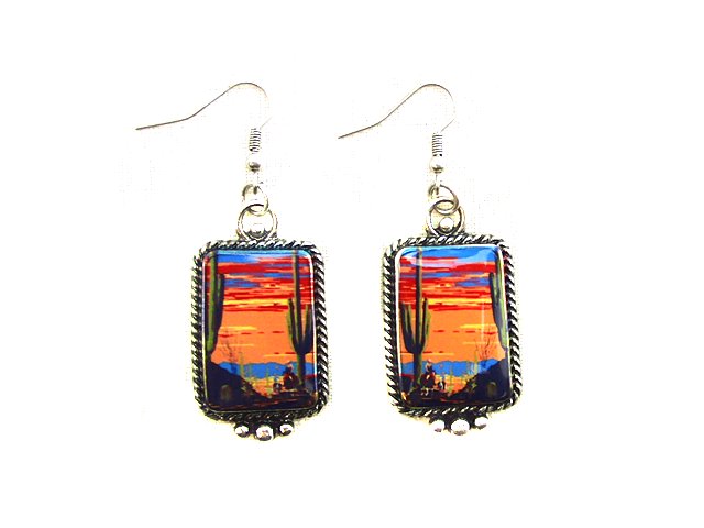Western Portrait Dangle Earrings