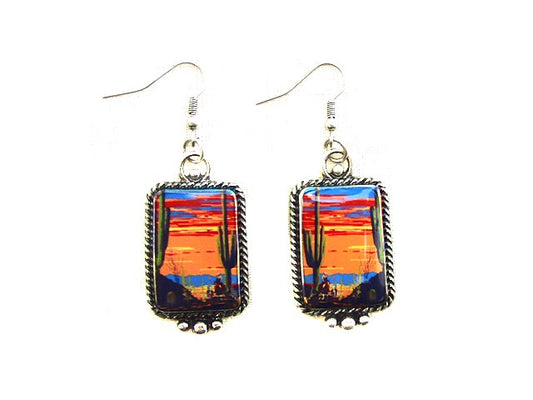 Western Portrait Dangle Earrings
