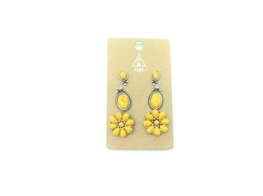 Western 3 Pair Turquoise Earring Set