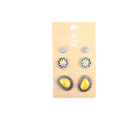 Western 3 Pair Turquoise Earring Set