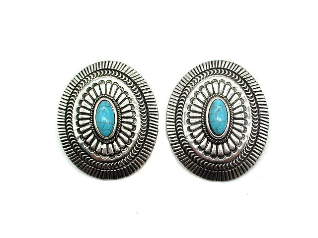 Western Turquoise Stone Concho Earring
