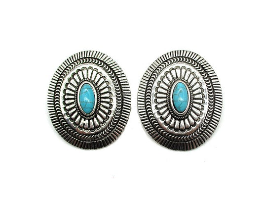 Western Turquoise Stone Concho Earring