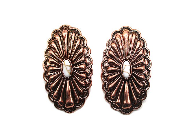Western Turquoise Stone Concho Earring