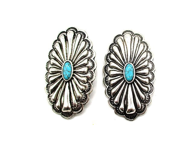 Western Turquoise Stone Concho Earring