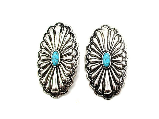 Western Turquoise Stone Concho Earring