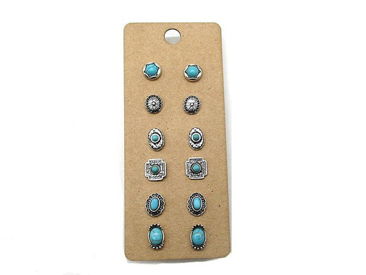 Western 6 Pair Dainty Post Earring Set