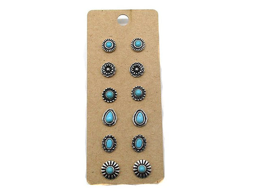 Western 6 Dainty Post Earring Set