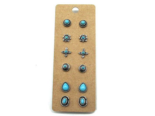 Western 6 Pair Dainty Post Earring Set