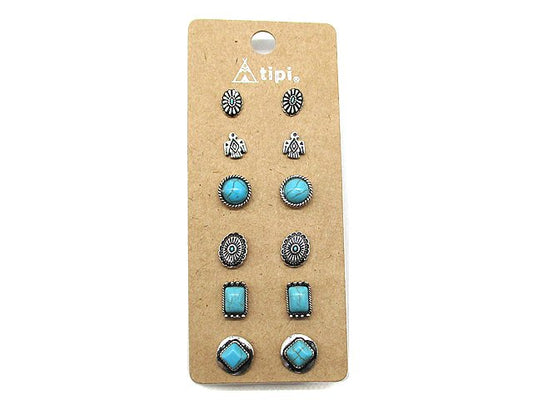 Western 6 Pair Dainty Post Earring Set