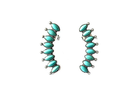 Western Turquoise Curved Bar Ear Cuff