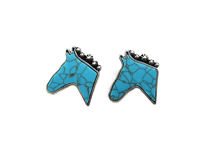 Western Turquoise Horsehead Earring