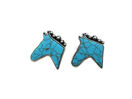 Western Turquoise Horsehead Earring