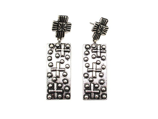 Western Rectangle Cross Dangle Earring