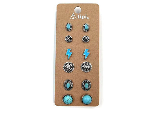 Western 6 Pair Dainty Post Earring Set