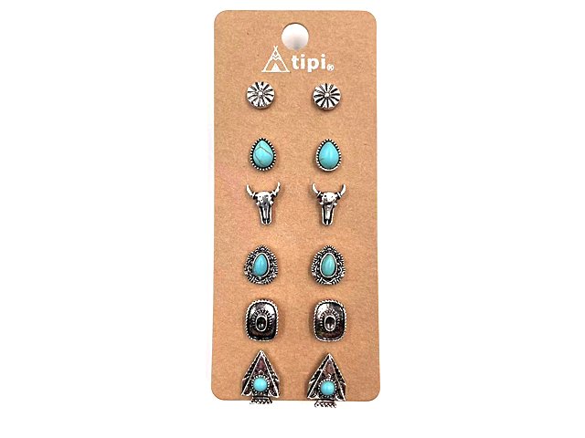 Western 6 Pair Dainty Post Earring Set