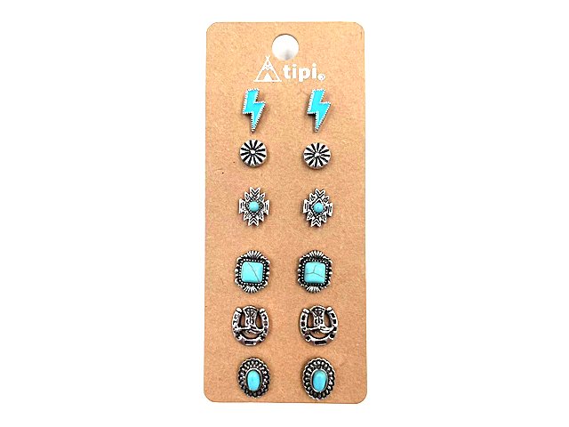 Western 6 Pair Dainty Post Earring Set