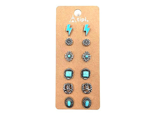 Western 6 Pair Dainty Post Earring Set