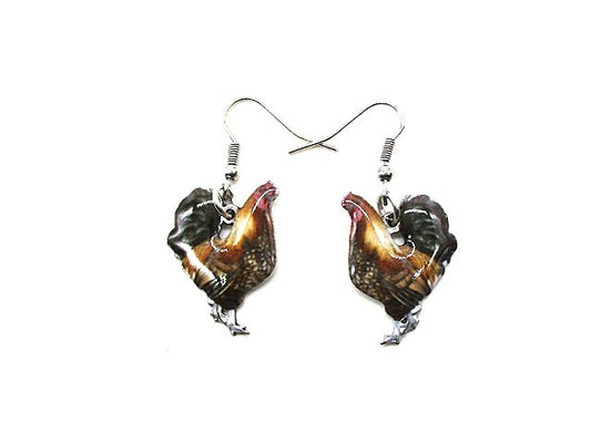 Western Rooster Print Dangle Earring