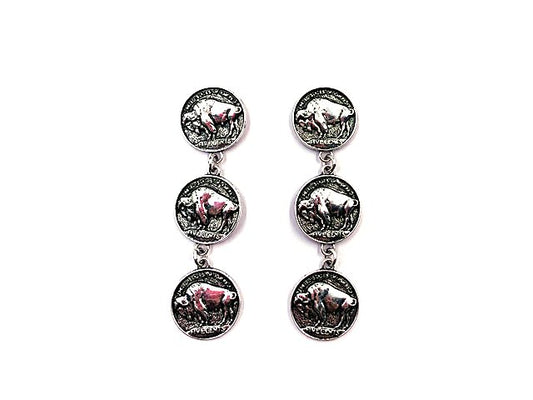 Western Buffalo Coin 3 Dangle Earring