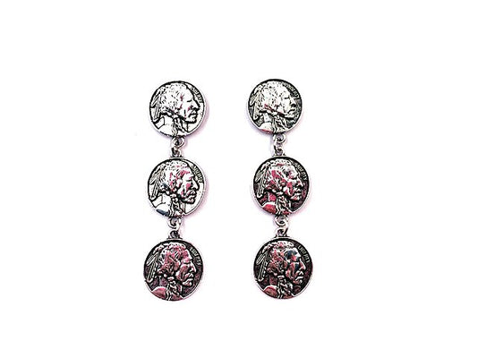 Western Indian Coin 3 Dangle Earring