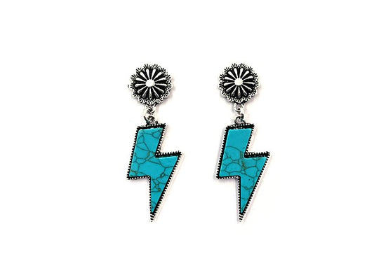 Western Turquoise Thunderbolt Earring