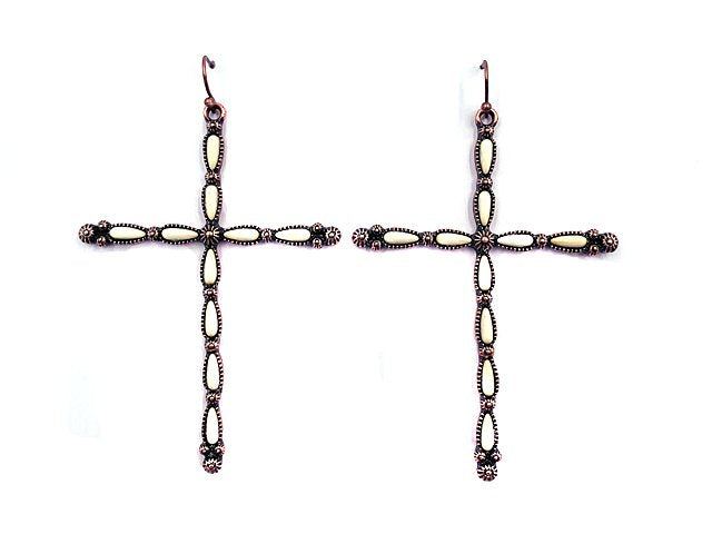 Western Turquoise Cross Earring