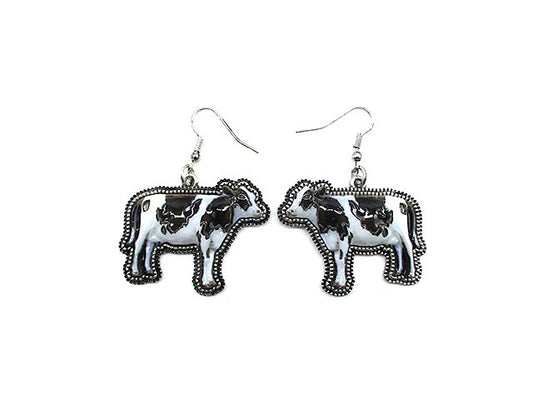 Western 3D Cow Print Dangle Earring
