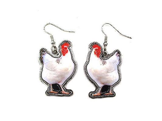 Western 3D Rooster Print Dangle Earring