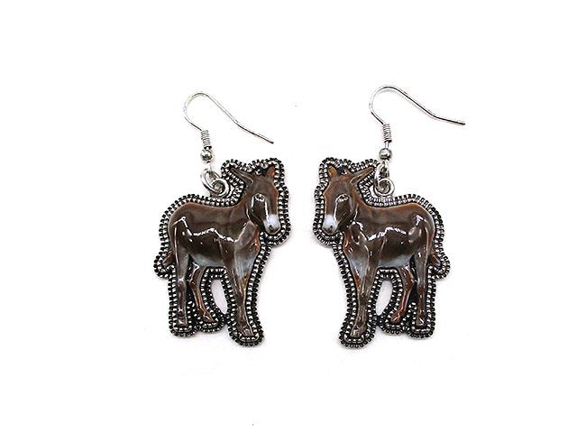 Western 3D Donkey Print Dangle Earring