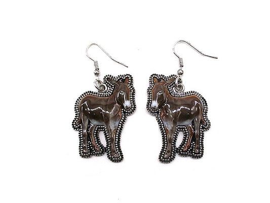Western 3D Donkey Print Dangle Earring