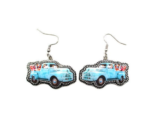 Western 3D Farm Truck Print Dangle Earring