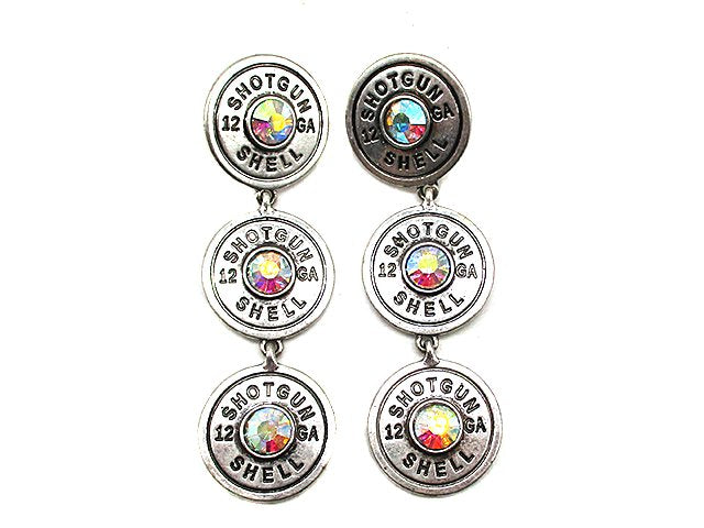 Western 3 Shotgun Shell Dangle Earring
