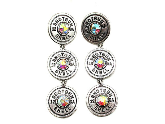 Western 3 Shotgun Shell Dangle Earring