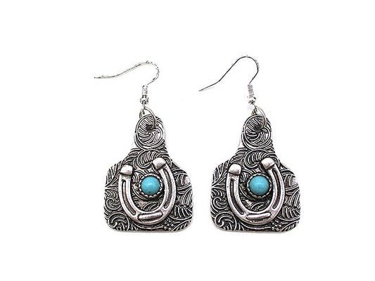 Western Horseshoe Cattle Tag Earring