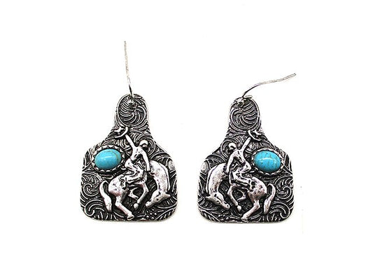 Western Horse Riding Cattle Tag Earring